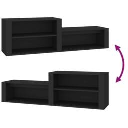 Berkfield Home Shoe Cabinet Black 150x35x45 cm Engineered Wood - Size: 150 x 35 x 45 cm - thumbnail 7