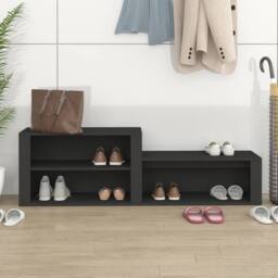 Berkfield Home Shoe Cabinet Black 150x35x45 cm Engineered Wood - Size: 150 x 35 x 45 cm - thumbnail 1