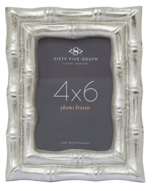 Orsina Hiba Silver Finish Bamboo Effect 4In X 6In Photo Frame - image 1