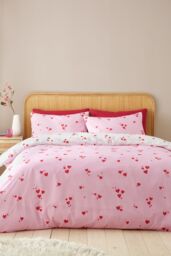 Catherine Lansfield 'Seersucker Heart' Duvet Cover Set in White - Size: Double - thumbnail 2