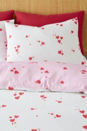 Catherine Lansfield 'Seersucker Heart' Duvet Cover Set in White - Size: Double - thumbnail 3
