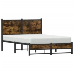 Berkfield Home Metal Bed Frame without Mattress Smoked Oak 120x190 cm Small Double in Brown - thumbnail 4