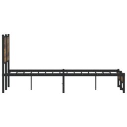 Berkfield Home Metal Bed Frame without Mattress Smoked Oak 120x190 cm Small Double in Brown - thumbnail 6
