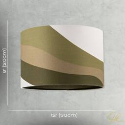 Happy Homewares Modern Linen Fabric Lamp Shade with Inner & Outer Wavy Design in Olive - Size: 12 inches - thumbnail 7