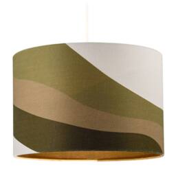 Happy Homewares Modern Linen Fabric Lamp Shade with Inner & Outer Wavy Design in Olive - Size: 12 inches - thumbnail 2