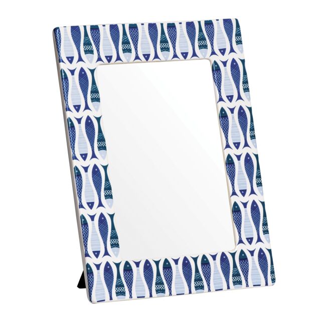 Orsina Photo Frame, Nautical-Inspired Design With Fish Motif & Natural Wood Finish, Freestanding Display For 4x6 in Blue - image 1