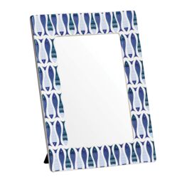 Orsina Photo Frame, Nautical-Inspired Design With Fish Motif & Natural Wood Finish, Freestanding Display For 4x6 in Blue