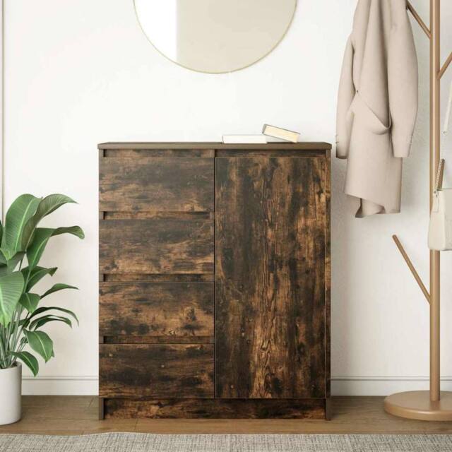 Berkfield Home Sideboard with Drawers Smoked Oak 71x35x84 cm Engineered Wood in Brown - Size: 71 x 35 x 84 cm - image 1