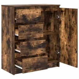 Berkfield Home Sideboard with Drawers Smoked Oak 71x35x84 cm Engineered Wood in Brown - Size: 71 x 35 x 84 cm - thumbnail 5