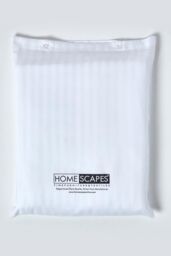 Homescapes Egyptian Cotton Satin Stripe Flat Sheet 330 Thread Count in White - Size: Double Flat - thumbnail 5