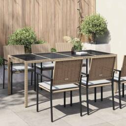 Berkfield Home Modern Garden Dining Table Beige 190x90x75 cm Poly Rattan - Size: 190 x 90 x 75 cm - thumbnail 2