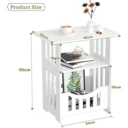Kelvenix 3 Tier Bedside Table Square Design 46*30*50 in White - Size: 0.6m2 - thumbnail 2
