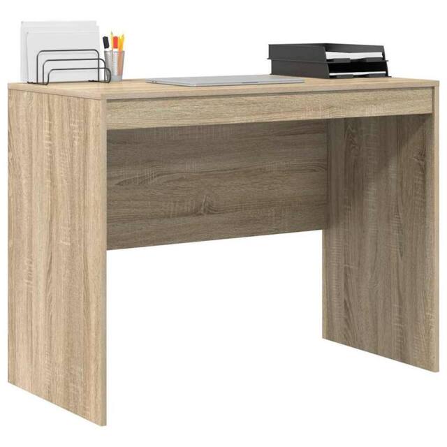 Berkfield Home Modern Writing Desk Sonoma oak MDF with Sonoma oak veneer 100 x 5 in Tan - image 1