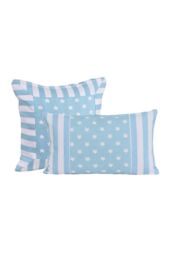 Homescapes Cotton Blue Stripe Border & Stars Cushion Cover - Size: 30 cm x 50 cm - thumbnail 3