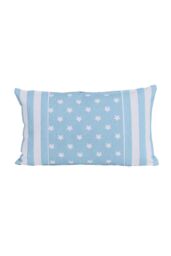 Homescapes Cotton Blue Stripe Border & Stars Cushion Cover - Size: 30 cm x 50 cm - thumbnail 2