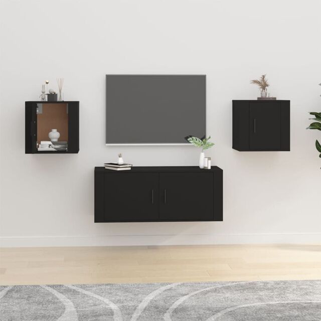 Berkfield Home Wall Mounted TV Cabinets 2 pcs Black 40x34.5x40 cm - image 1