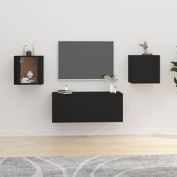 Berkfield Home Wall Mounted TV Cabinets 2 pcs Black 40x34.5x40 cm - thumbnail 1