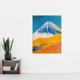 "Artery8 Mount Fuji Japan Orange Blue Volcano Wall Art Print - Size: W12"" x H16""" - thumbnail 4
