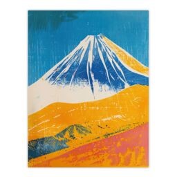 "Artery8 Mount Fuji Japan Orange Blue Volcano Wall Art Print - Size: W12"" x H16""" - thumbnail 1
