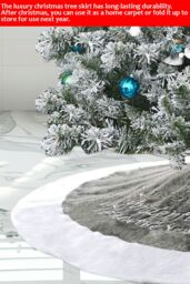 Neel Blue Velvet Christmas Tree Skirt Round Xmas Tree Base Mat - 1 metre in Grey - thumbnail 5