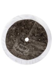 Neel Blue Velvet Christmas Tree Skirt Round Xmas Tree Base Mat - 1 metre in Grey - thumbnail 2