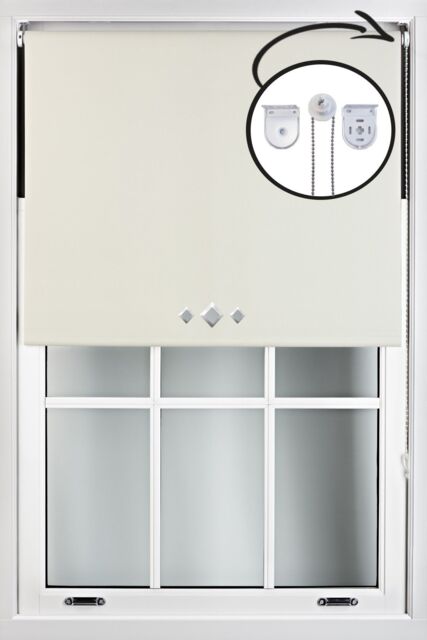Furnished Cream Blackout Roller Blind with Triple Diamond Eyelets & Metal Fittings - Size: 85 cm width x 210 cm drop - image 1