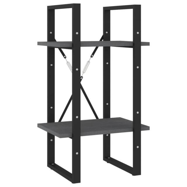 Berkfield Home 2-Tier Book Cabinet Grey 40x30x70 cm Solid Pine Wood - Size: 40 x 30 x 70 cm - image 1