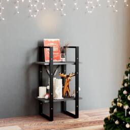 Berkfield Home 2-Tier Book Cabinet Grey 40x30x70 cm Solid Pine Wood - Size: 40 x 30 x 70 cm - thumbnail 2