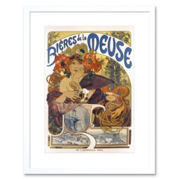 "Artery8 Wall Art Print Beer Of The Meuse Paris France Vintage Artwork Framed 9X7 Inch in White - Size: W7"" x H9""" - thumbnail 1