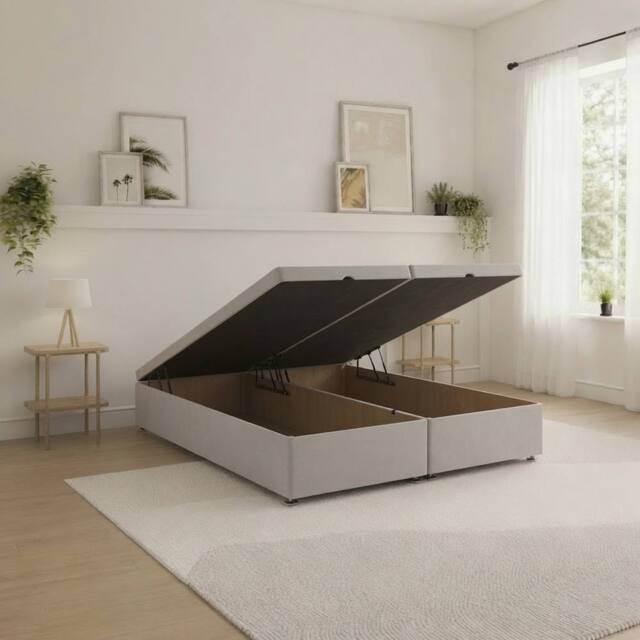 Sloomy Our Ottoman Base Silver Plush With Open End Storage - Size: Small Single - image 1