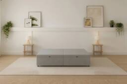 Sloomy Our Ottoman Base Silver Plush With Open End Storage - Size: Small Single - thumbnail 2