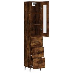 Berkfield Home Highboard Smoked Oak 34.5x34x180 cm Engineered Wood in Brown - thumbnail 4
