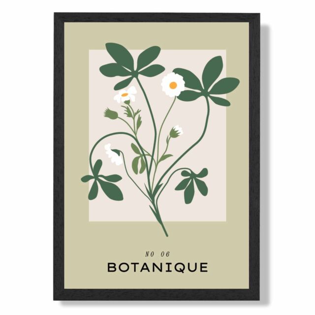 ARTZE Green & Beige Wildflower Flower Market Simplicity Framed Print SIZE: A3 with Black Frame - Size: A2 - image 1