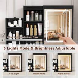 Direct Wicker Modern LED Vanity Desk with 4 Drawers, Power Socket & Dressing Chair in Black - Size: 1 Pack - thumbnail 4