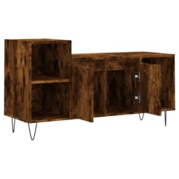 Berkfield Home TV Cabinet Smoked Oak 100x35x55 cm Engineered Wood in Brown - Size: 100 x 35 x 55 cm - thumbnail 6