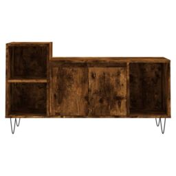 Berkfield Home TV Cabinet Smoked Oak 100x35x55 cm Engineered Wood in Brown - Size: 100 x 35 x 55 cm - thumbnail 5