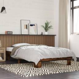 Berkfield Home Durable Bed Frame without Mattress Smoked Oak 100x200 cm in Brown - thumbnail 2