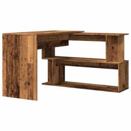 Berkfield Home Modern Corner Desk Old Wood 200.5x50x76 cm Engineered Wood in Brown - thumbnail 3