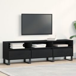 Berkfield Home TV Cabinet Black Oak 150x30x44, 5 cm Engineered Wood - thumbnail 1