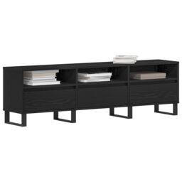 Berkfield Home TV Cabinet Black Oak 150x30x44, 5 cm Engineered Wood - thumbnail 3