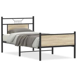 Berkfield Home Bed Frame without Mattress Sonoma Oak 90x200 cm Engineered Wood in Brown - thumbnail 2