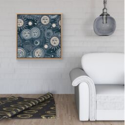 Warren Reed - Designer Silver Blue Moon & Stars Framed Canvas in Light Brown - Size: w40 inch x h40 inch - thumbnail 2