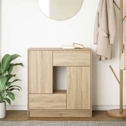 Berkfield Home Sideboard with Drawers & Doors Sonoma Oak 70.5x34x74.5 cm in Brown - thumbnail 3