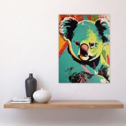 "Artery8 Wall Art Print Koala Bear Abstract Teal & Orange Artwork Animal Portrait Vibrant Bold Bright Colourful Painting Poster - Size: W24"" x H32""" - thumbnail 4