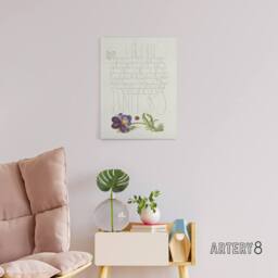 "Artery8 Ladybird & Wild Pansy Calligraphy Canvas Wall Art Print in White - Size: W12"" x H16""" - thumbnail 3