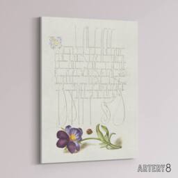"Artery8 Ladybird & Wild Pansy Calligraphy Canvas Wall Art Print in White - Size: W12"" x H16""" - thumbnail 2