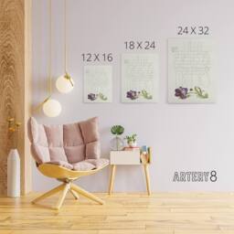 "Artery8 Ladybird & Wild Pansy Calligraphy Canvas Wall Art Print in White - Size: W12"" x H16""" - thumbnail 4