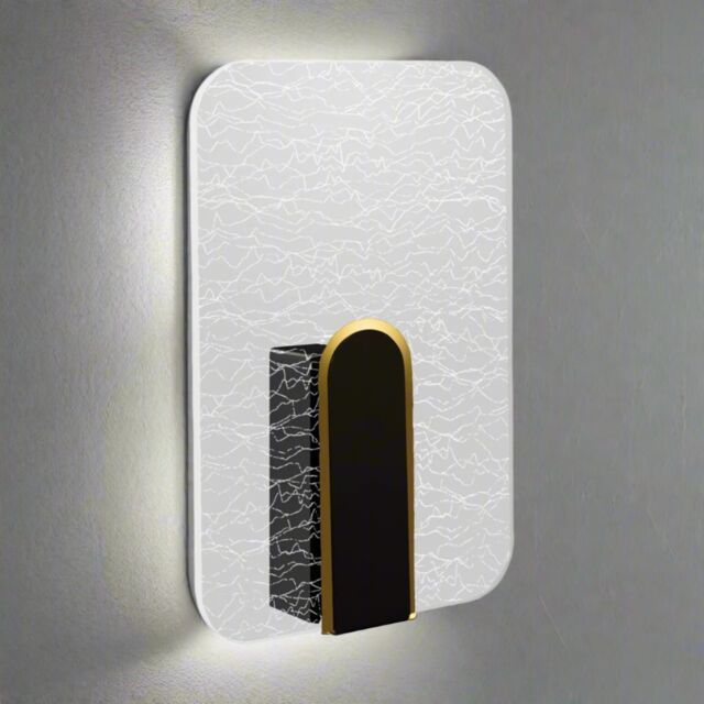 CGC Lighting Crackle Indoor LED Wall Light Black Gold & Crackle Glass Effect 6W 4200k Natural White 730lm - image 1