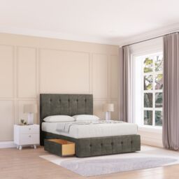 "Sloomy Cambridge Divan Bed Base 4 Drawers 12"" Footboard & 54"" Floor Standing Headboard in Light Grey - Size: Super King" - thumbnail 1
