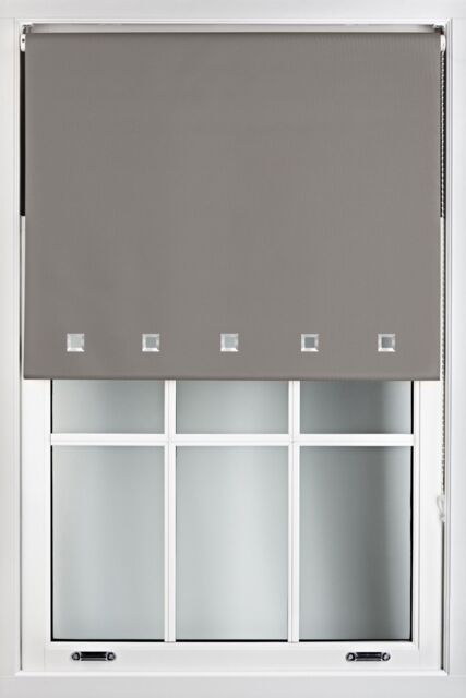 Furnished Blackout Fabric with Chrome Square Eyelets - Window Roller Blinds in Dark Grey - Size: 120 cm width x 165 cm drop - image 1